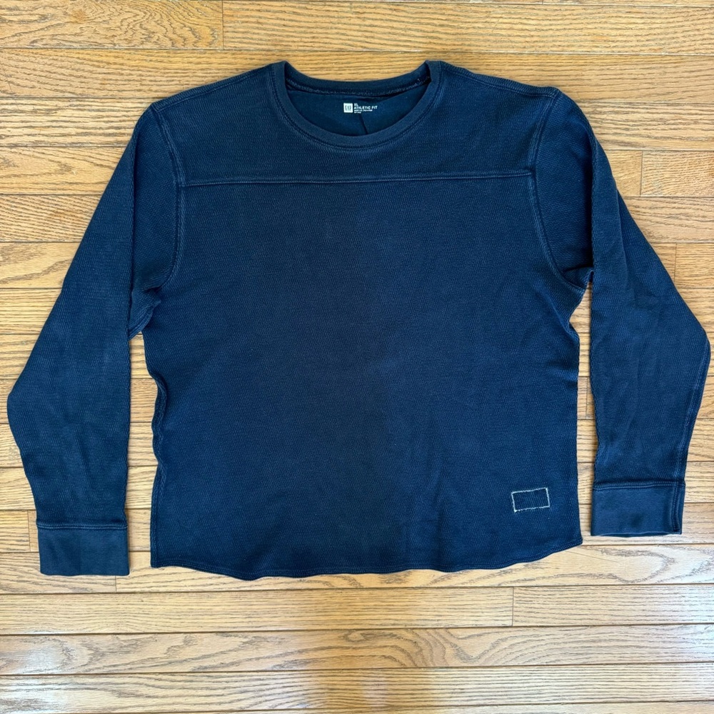 GAP Navy Blue Long Sleeve Waffle Shirt